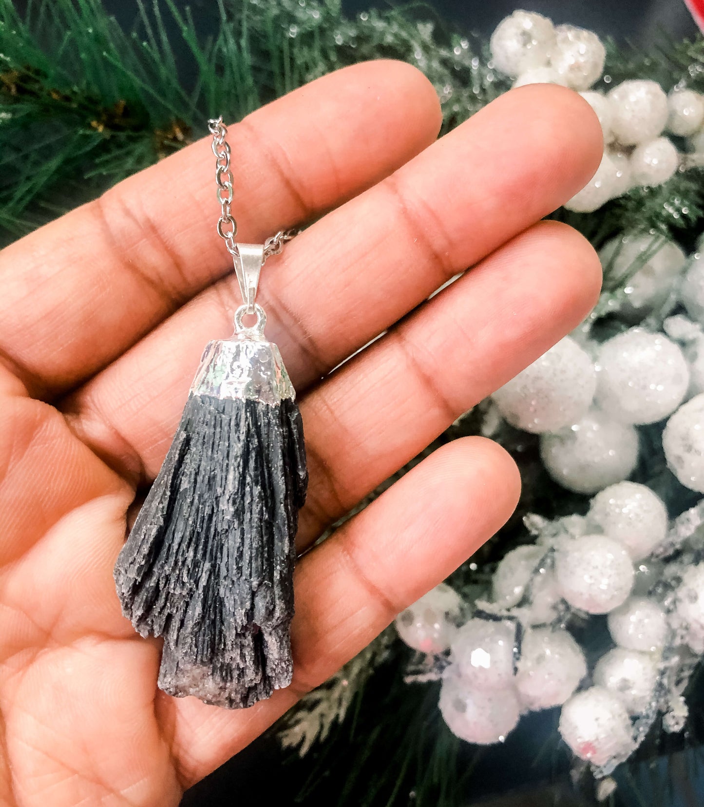 Black kyanite necklace